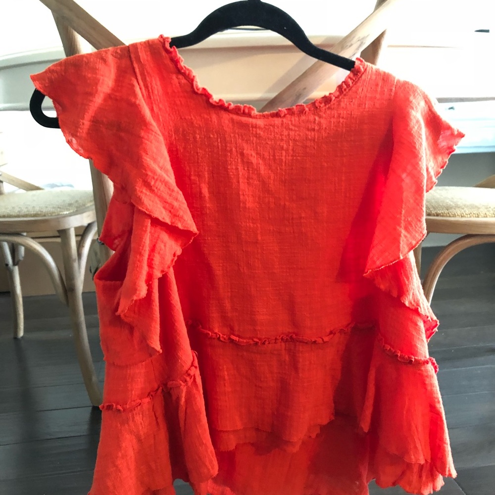 Anthropologie bright coral/orangey top